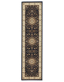 Sydney Collection Medallion Rug Blue With Ivory Border