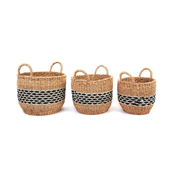 Handmade Seagrass And Jute Basket Set Of 3