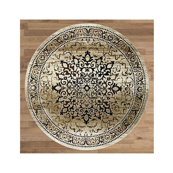 Sahara Stain Resistant Beige Round Rug