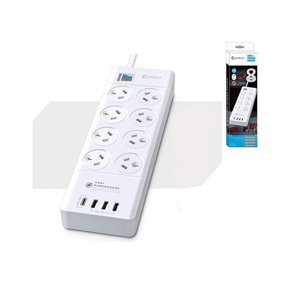 Sansai 8 Outlet 3 Usb A And 1 Usb C Powerboard Master