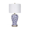 Table Lamp Ceramic Floral Base Cotton Drum Shade