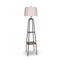 Metal Etagere Floor Lamp Shade With Shelf In Wood Grain Finish