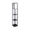 Etagere Floor Lamp Shelves In Black Frame With Fabric Shade