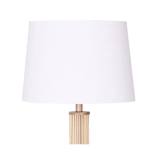 Rattan Floor Lamp With Off White Linen Shade