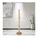 Rattan Floor Lamp With Off White Linen Shade