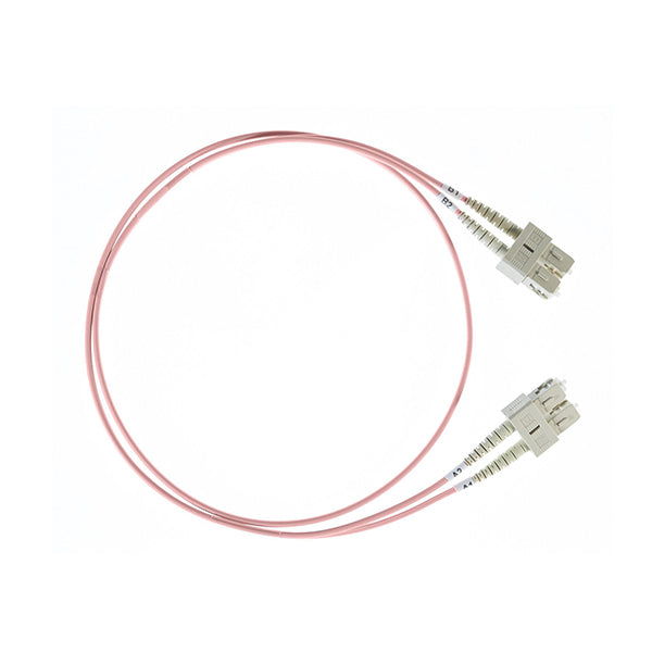 Sc To Sc Om4 Multimode Fibre Optic Cable Salmon Pink