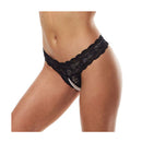 Secret Kisses Lace And Pearls Crotchless Thong Medium Large