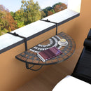 Semi-Circular Hanging Mosaic Balcony Table - Terracotta White