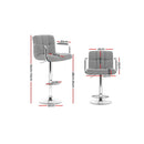 Set Of 2 Bar Stools Gas Lift Swivel Steel And Grey