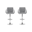 Set Of 2 Bar Stools Gas Lift Swivel Steel And Grey