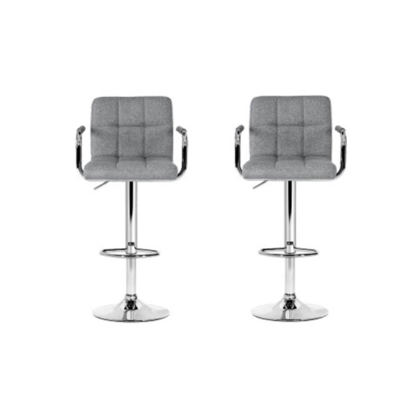 Set Of 2 Bar Stools Gas Lift Swivel Steel And Grey