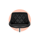 Set Of 2 Bar Stools Pu Leather Diamond Style Black