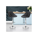 Set Of 2 Bar Stools Pu Leather Diamond Style Black