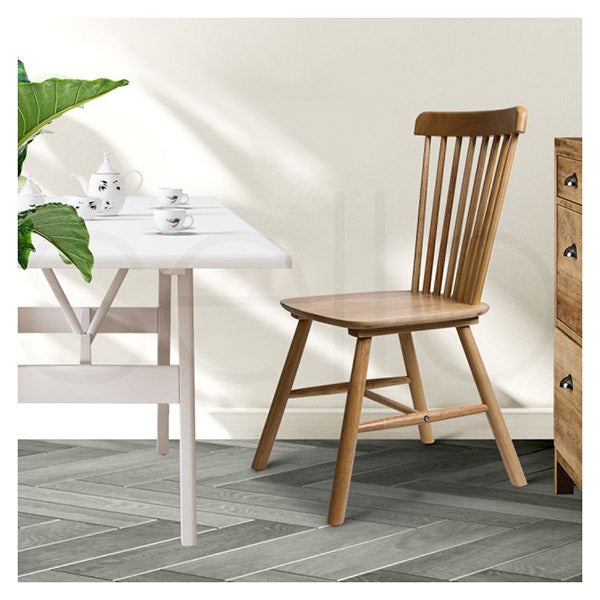 Set Of 2 Dining Chairs Side Chair Replica Kitchen Wood Furniture Oak