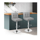 Set Of 2 Fabric Swivel Bar Stools