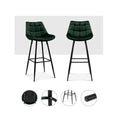 Set Of 2 Green Velvet Bar Stools