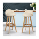 Set Of 2 PU Leather Bar Stools Beige