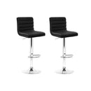 Set Of 2 Pu Leather Bar Stools Padded Line Style Black