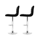 Set Of 2 Pu Leather Bar Stools Padded Line Style Black