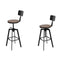 Set Of 2 Rustic Industrial Style Metal Bar Stool