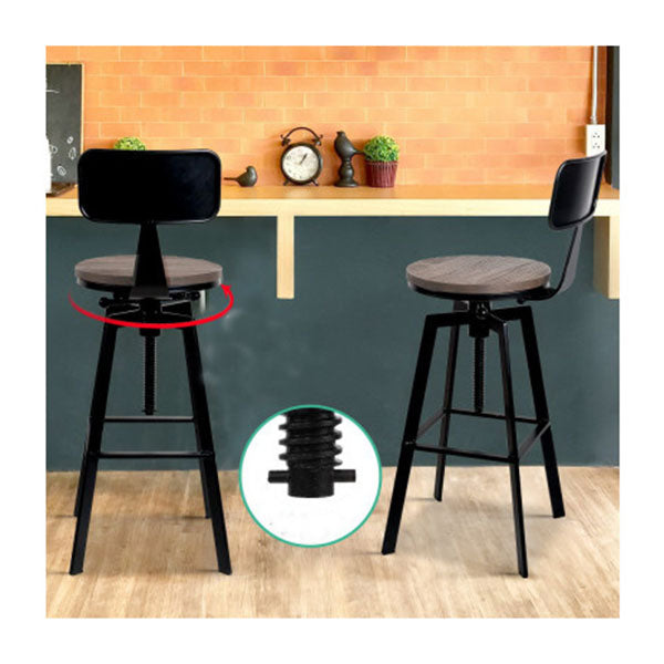 Set Of 2 Rustic Industrial Style Metal Bar Stool