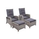 Set Of 2 Sun Lounge Recliner Chair Wicker Lounger Sofa