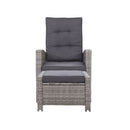 Set Of 2 Sun Lounge Recliner Chair Wicker Lounger Sofa