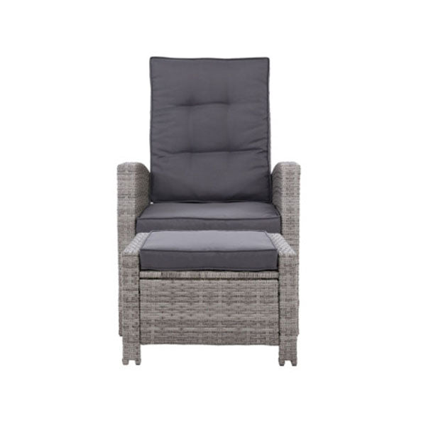 Set Of 2 Sun Lounge Recliner Chair Wicker Lounger Sofa