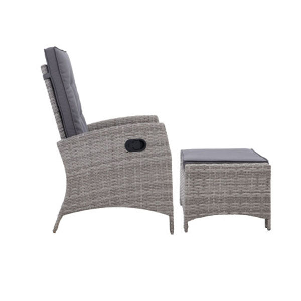 Set Of 2 Sun Lounge Recliner Chair Wicker Lounger Sofa