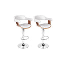 Set Of 2 Wooden Leather Bar Stool