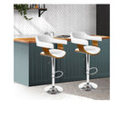Set Of 2 Wooden Leather Bar Stool
