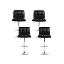 Set Of 4 Bar Stools Gas Lift Swivel Steel And Black