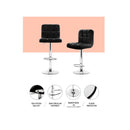 Set Of 4 Bar Stools Gas Lift Swivel Steel And Black