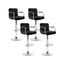 Set Of 4 Bar Stools Steel And Black Gas Lift Swivel Armrests