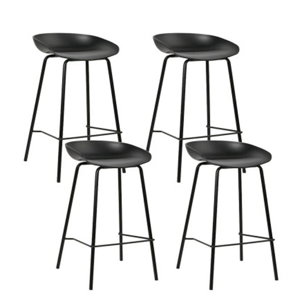 Set Of 4 Black Metal Bar Stools