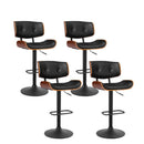 Set Of 4 Kitchen Bar Stools Gas Lift Stool Chairs Swivel Leather Black
