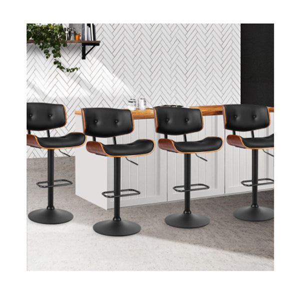 Set Of 4 Kitchen Bar Stools Gas Lift Stool Chairs Swivel Leather Black