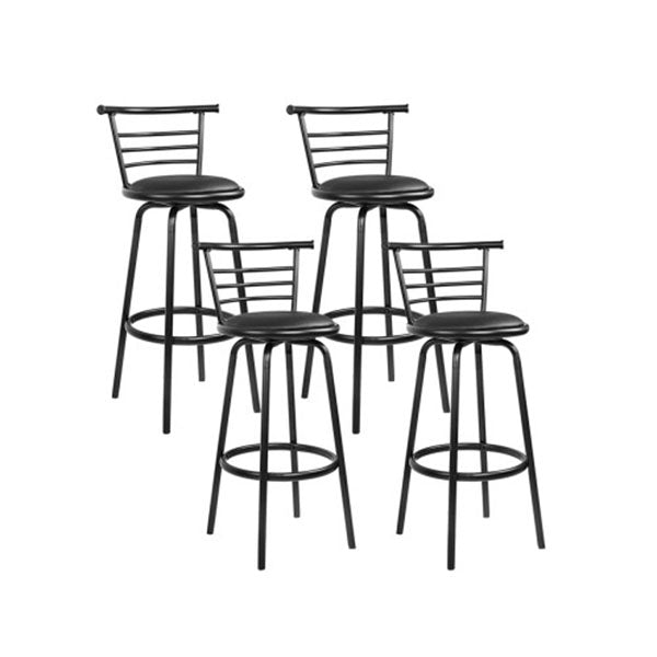 Set Of 4 PU Leather Bar Stools Black And Steel