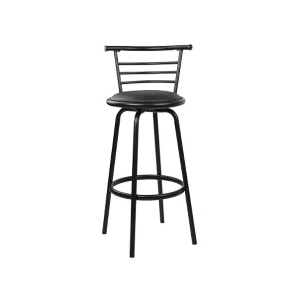 Set Of 4 PU Leather Bar Stools Black And Steel