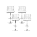Set Of 4 Pu Leather Gas Lift Bar Stools White And Chrome