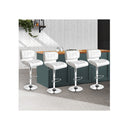 Set Of 4 Pu Leather Gas Lift Bar Stools White And Chrome