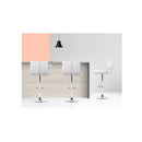 Set Of 4 Pu Leather Gas Lift Bar Stools White And Chrome