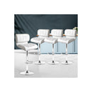 Set Of 4 Pu Leather Gas Lift Bar Stools White And Chrome