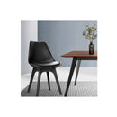 Set Of 4 Retro Padded Dining Chair Black