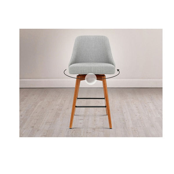Set Of 4 Square Footrest Wooden Fabric Bar Stools