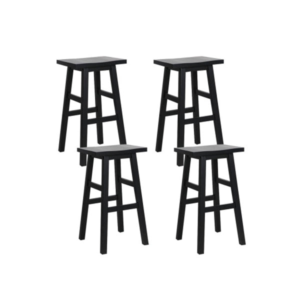 Set Of 4 Wooden Kitchen Bar Stool Black