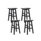 Set Of 4 Wooden Kitchen Bar Stool Black