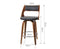 Set of 2 PU Leather Bar Stool with Chrome Footrest