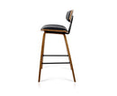 Set of 2 PU Leather Bar Stool with Metal Footrest