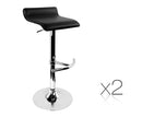 Set of 2 PU Leather Kitchen Bar Stool Black